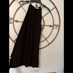 Michael Kors Black Dress with Gold Chain Detail, Knee Length